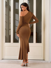One Shoulder Ruched Asymmetrical Hem Dress